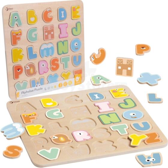 CLASSIC WORLD Koka Montessori puzle "Apgūsti alfabētu, burtus, vārdus" 27 gab.