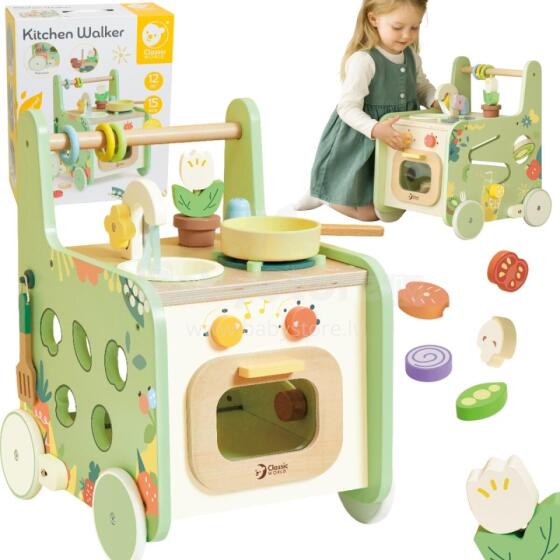 CLASSIC WORLD Wooden Kitchen 2in1 Pusher Removable Wheels