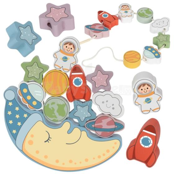 TOOKY TOY Космическая спящая луна балансирующая деревянная головоломка нанизывание Монтессори Космос