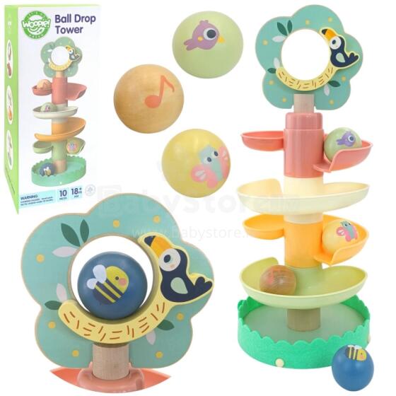 WOOPIE GREEN Wooden Ball Track Sensory Educational 6 pcs.