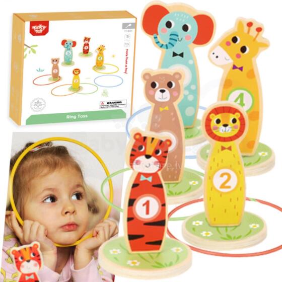 TOOKY TOY Деревянная игра на ловкость «Бросай в цель животных» 15 шт.