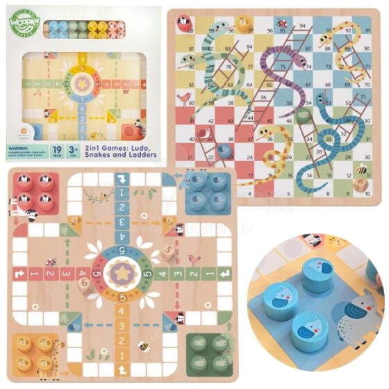 WOOPIE GREEN Galda spēles Loģika 2in1 Ludo ķīniešu valoda + Čūskas un kāpnes