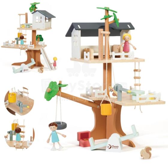 CLASSIC WORLD Wooden Tree House for Dolls 31 pcs.