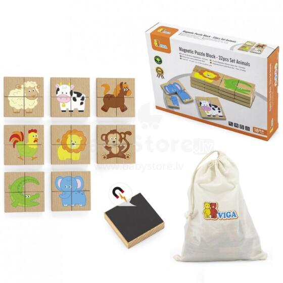 VIGA Wooden Magnetic Puzzle Animals Puzzle FSC Certificate