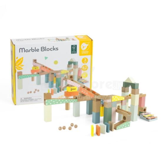 CLASSIC WORLD Wooden Ball Track Domino Ball Track Blocks with Cymbals
