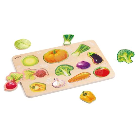 CLASSIC WORLD Koka Montessori puzle Dārzeņi