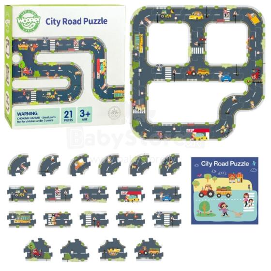 WOOPIE GREEN Road Puzzle for Children Highway Model 21 pcs FSC Certificate