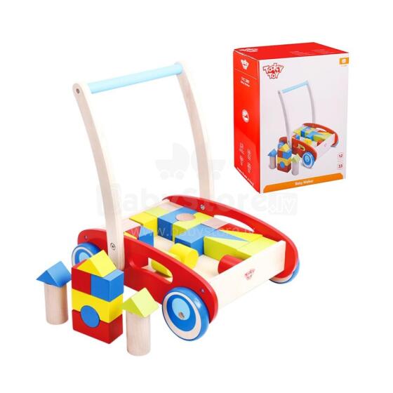 TOOKY TOY Деревянные ходунки-толкатели для детей + кубики 23 шт.