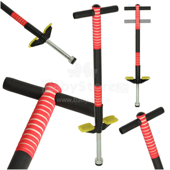 Ikonka Art.KX3134 Regulējams pogo lecama stienis sarkans