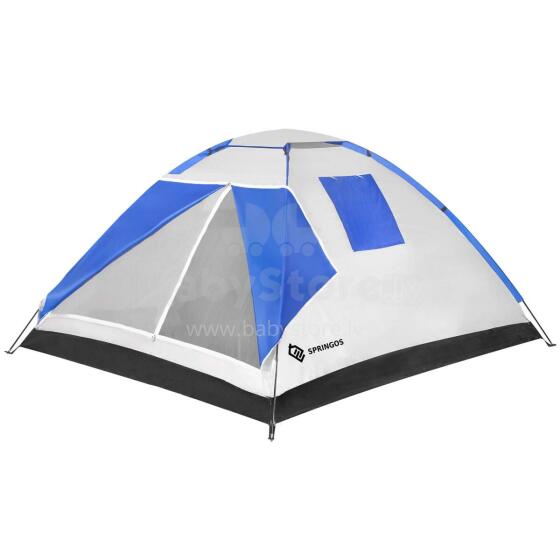 4-person blue tourist tent with mosquito net Springos PT008