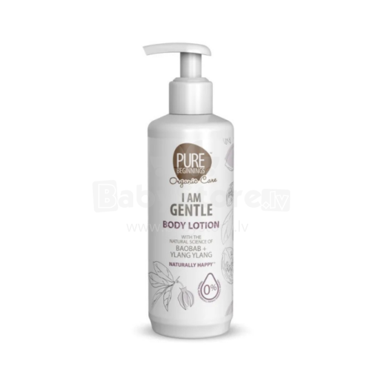 Pure Beginnings Body Lotion  I am Gentle Art.251276 nomierinošs un mitrinošs ķermeņa losjons ar baobaba ekstraktu, ilangilangu un kokosriekstu eļļu, 375ml