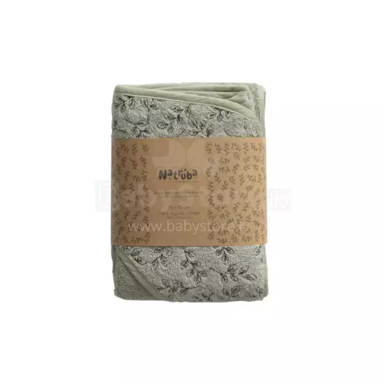 Natruba Cotton Soft Art.251325 Green Детское полотенце  с капюшоном из  хлопка 70x70см