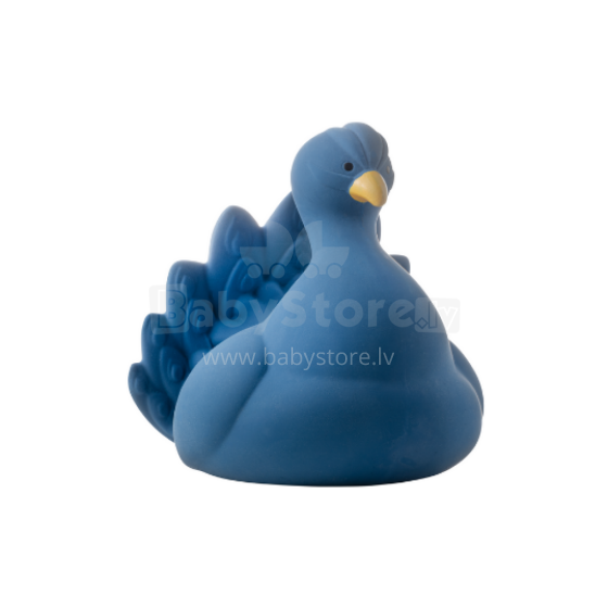 Natruba Bath Toy Peacock Art.251332 handmade biodegradable natural rubber chemical-free chew and bath toy green Floating Peacock, 0+ years old