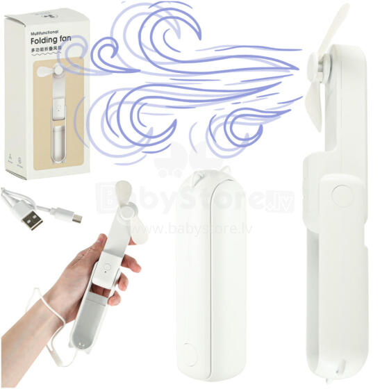 Ikonka Art.KX3075 Rakstāmgalda ventilators mini rokas saliekamais ventilators portatīvais USB balts