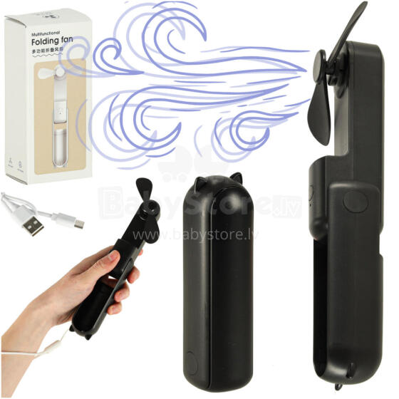 Ikonka Art.KX3075_1 Rakstāmgalda ventilators mini rokas saliekamais ventilators portatīvais USB melns