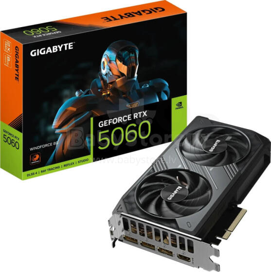 Grafikas karte Gigabyte GeForce RTX 5060 Windforce 8GB GDDR7 DLSS4 (GV-N5060WF2-8GD)