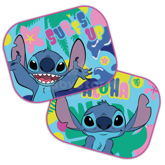Disney Stitch Sunshades Art.59378 Автомобильная солнцезащитные шторки на липучках, 2 шт.