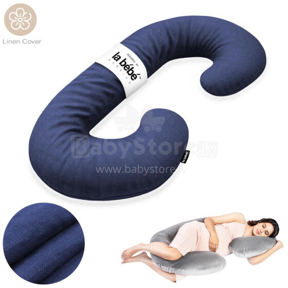 La Bebe™ Maternity Linen Pillow Sì -Duo Art.246544 Льняная ткань. Многофункциональная подушка/подкова для беременных  с наполнителем memory foam
