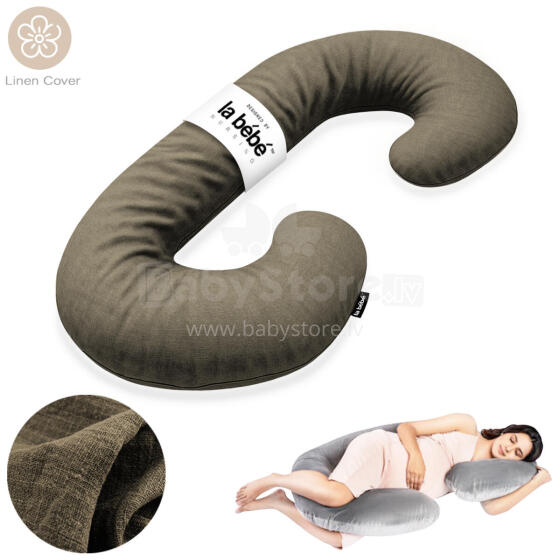 La Bebe™ Maternity Linen Pillow Sì -Duo Art.246510 Льняная ткань. Многофункциональная подушка/подкова для беременных  с наполнителем memory foam