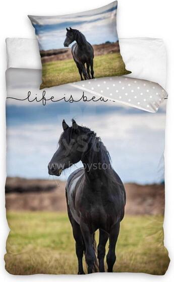 Carbotex Bedding Horse Art.NL221116-13 Kokvilnas gūltas veļas komplekts 140x200/60x70cm