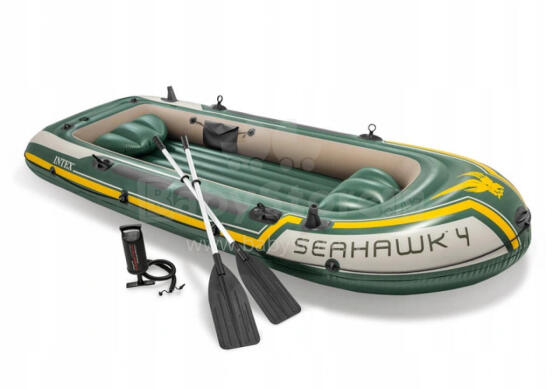 Надувная рыболовная лодка Seahawk на 4 человека, весла, насос