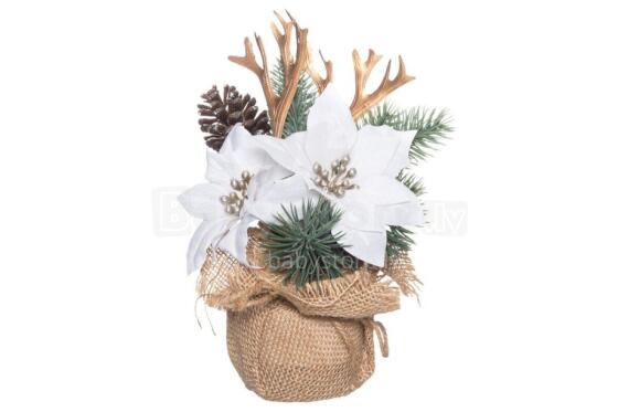 4Living Ponsettia and pine with gunnybag white
