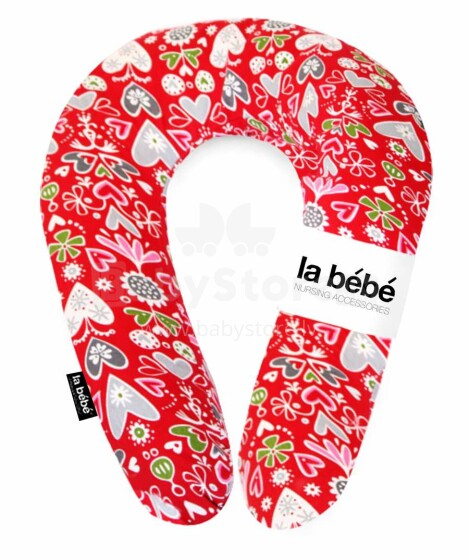 „La Bebe ™“ prigludusi medvilnės slaugos motinystės pagalvė, 25237 raudona širdis, 20 * 70 cm, medvilnės vientisa pasaga (pasaga) kūdikiui maitinti / miegoti / pasaga sunki