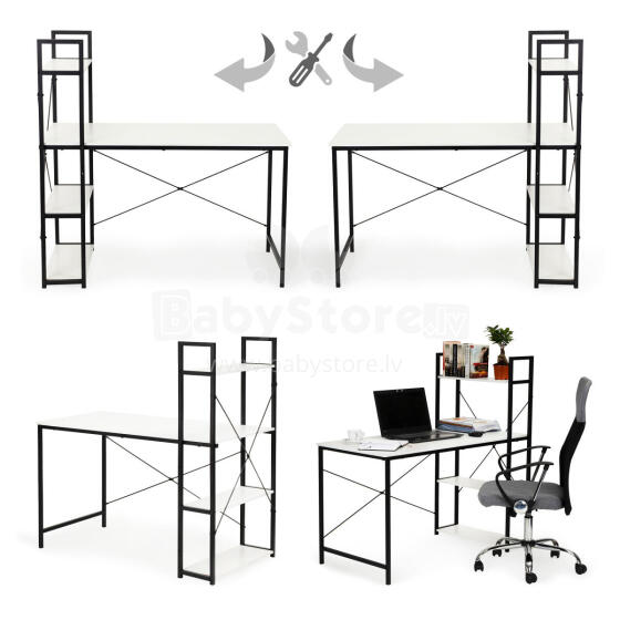 Computer desk office table + bookcase loft shelves