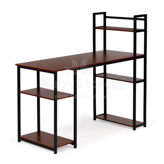 Computer desk loft table shelves light oak DARK BRONZE