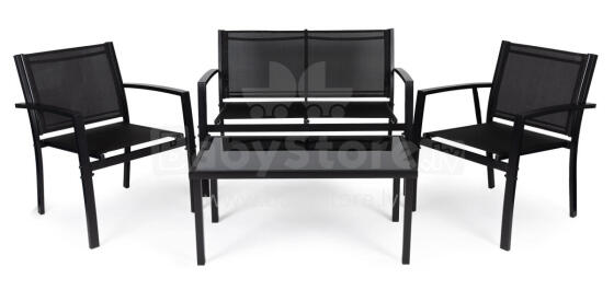 Garden furniture set, table, bench, armchairs, metal, MultiGarden
