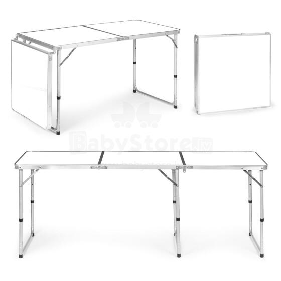 Tourist table, foldable camping table, white top, 180 x 60 cm