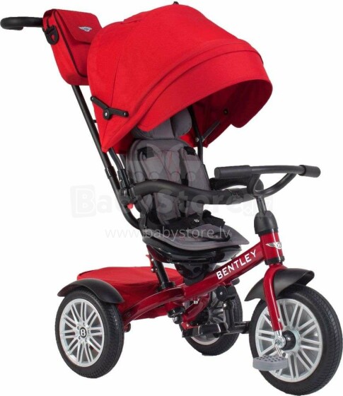 Nakko Bentley Art.25281 Red  Детский трехколесный интерактивный велосипед c надувными колёсами, ручкой управления и крышей