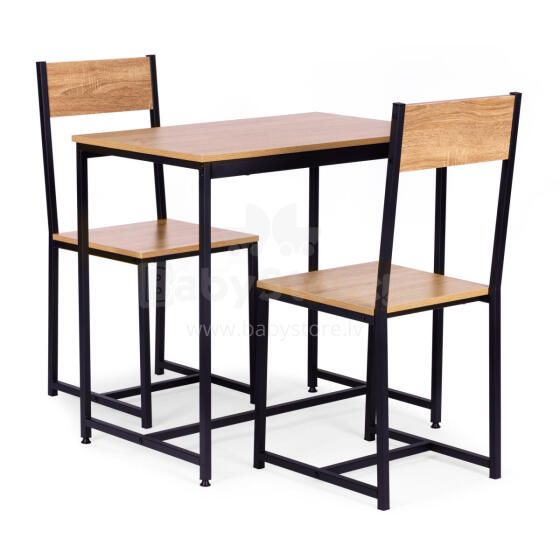 Mēbeļu komplekts: galds + 2 krēsli metāls MDF ModernHome