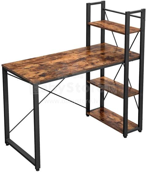 Wooden computer desk with loft shelves