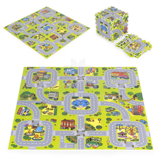 Большой EVA коврик для детей Город 90.5x90.5 см 21 шт ECOTOYS