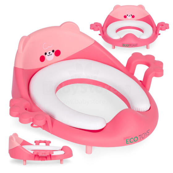 Eco Toys Art.PP104 Pink Tualetes sēdeklis bērniem ar rokturiem, mīksts spilvens, rozā,