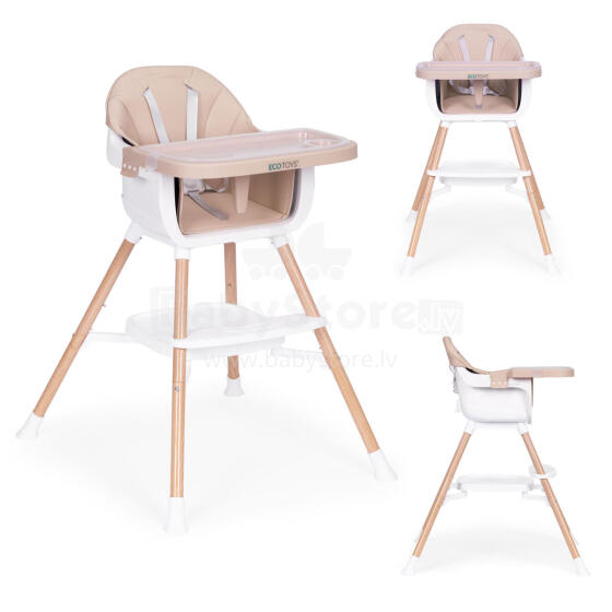 Bērnu barošanas krēsls 2-in-1, bēšs, ECOTOYS