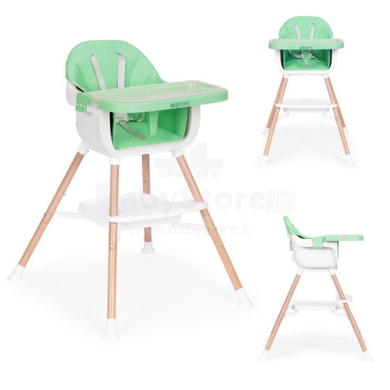 Bērnu barošanas krēsls 2-in-1, zaļš, ECOTOYS