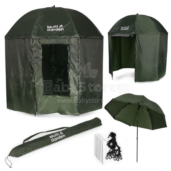 Fishing umbrella with full cover, waterproof tent, height adjustment, MultiGarden