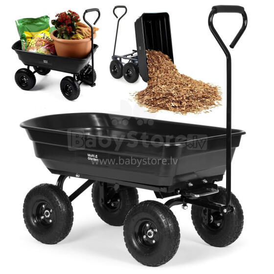 Dārza transporta rati, lāpsta, izkraušanas kravas automašīna, 75L, 200 kg, lieli uzpūšamie riteņi, MultiGarden