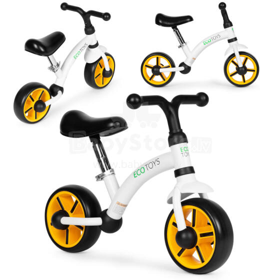 Līdzsvara velosipēds bērniem, EVA riteņi, regulējams sēdeklis, melns, ECOTOYS