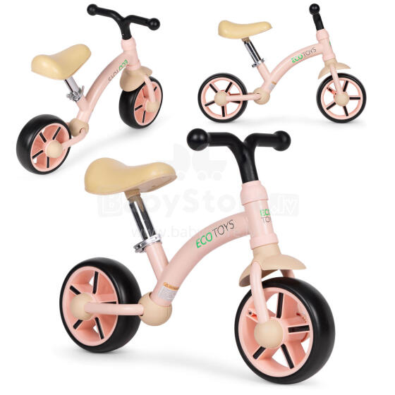 Līdzsvara velosipēds bērniem, EVA riteņi, regulējams sēdeklis, rozā, ECOTOYS