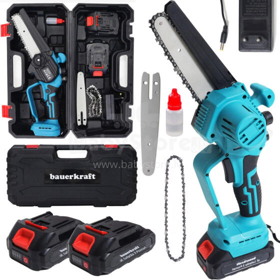 Bezvadu motorzāģis, mini rokas zāģis, bezsuku motors, 21V + soma