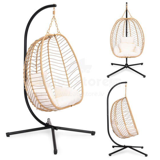 Large Hanging Egg Chair Freestanding Garden Swing up to 120 kg + Cushions MultiGarden