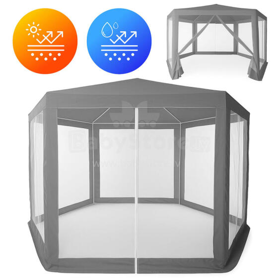 Garden Trade Pavilion Tent 2x2x2 m with Mosquito Net Grey MultiGarden