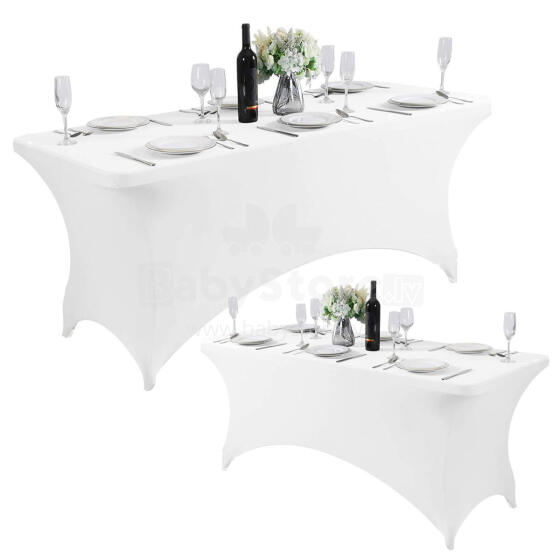 Universal Table Cover for Catering Table 240 cm 8FT White Stretch MultiGarden