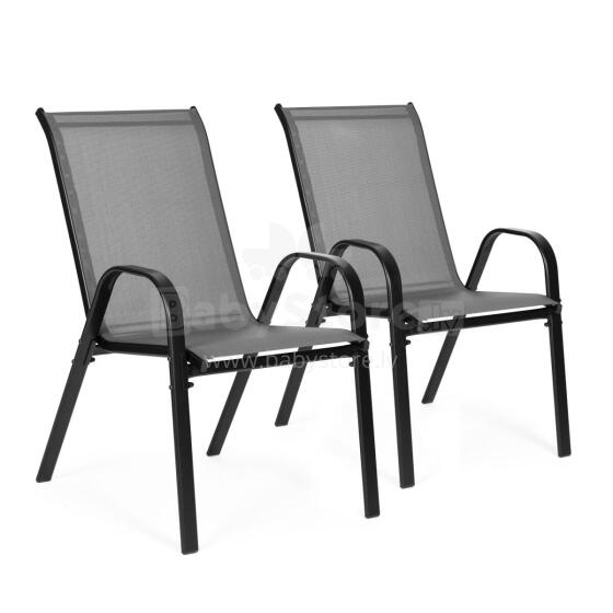 Set of 2 Garden Chairs for Terrace or Balcony Grey MultiGarden