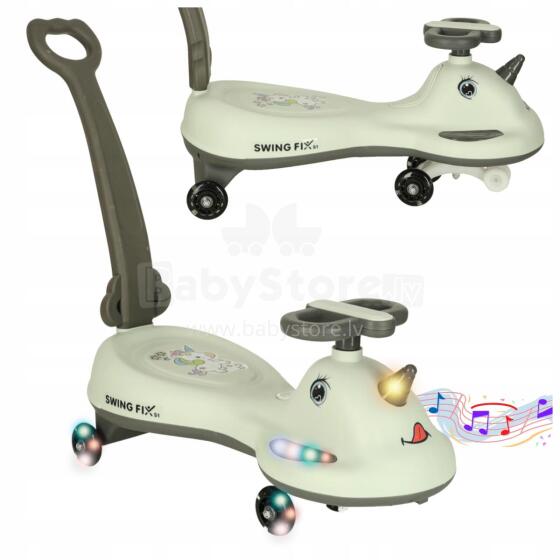 Bebe Basic Swing FIX S1 Art.253496 Gravity ride‑on car with handle and glowing LED wheels