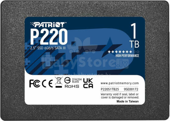 Твердотельный накопитель Dysk Patriot Patriot P220 SATA 3 1 ТБ, внутренний твердотельный накопитель 2,5 дюйма