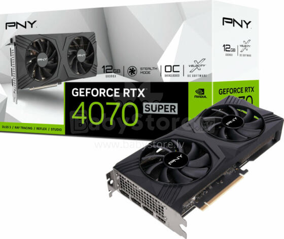Видеокарта PNY GeForce RTX 4070 SUPER Verto OC с двумя вентиляторами, 12 ГБ GDDR6X (VCG4070S12DFXPB1-O)